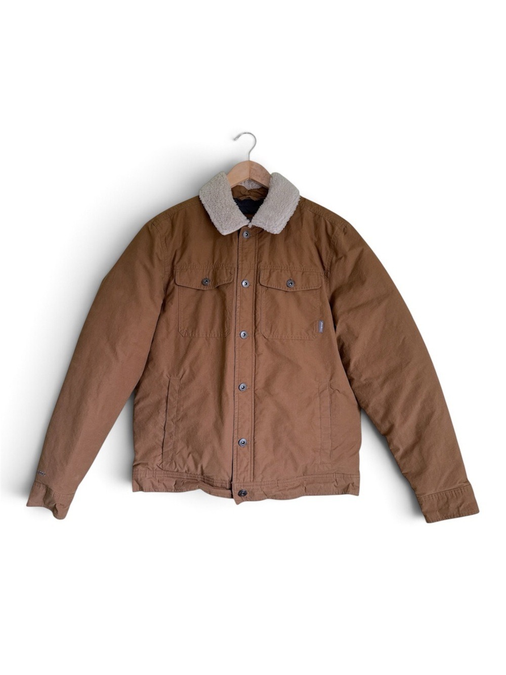 Eddie Bauer Down‑Filled Utility Trucker Jacket Sherpa Collar Puffer Coat Men’s M